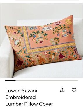 NWT Pottery Barn Lowen Embroidered Lumbar Pillow Cover